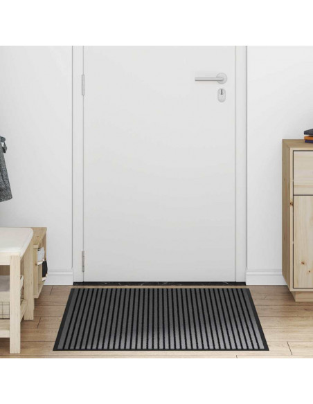 Zerbino a Strisce Nere e Grigie 90x120 cm