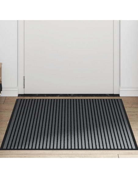 Zerbino a Strisce Nere e Grigie 90x120 cm