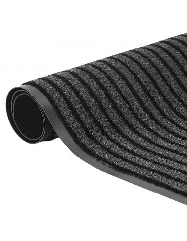 Zerbino a Strisce Nere e Grigie 90x120 cm