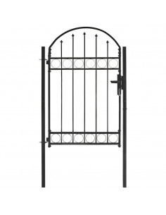 Cancello per Recinzione ad Arco in Acciaio 100x150 cm Nero