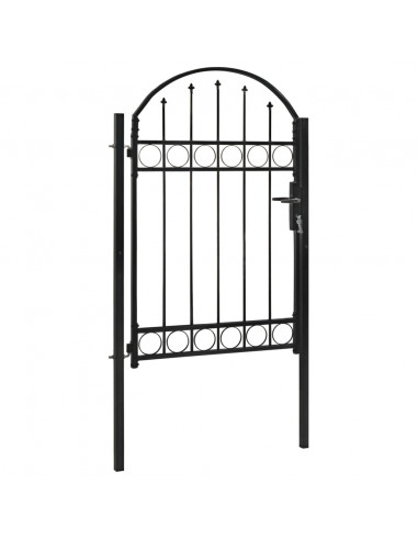 Cancello per Recinzione ad Arco in Acciaio 100x150 cm Nero
