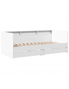 Divano Letto con Cassetti Bianco 100x200cm in Legno Multistrato 2
