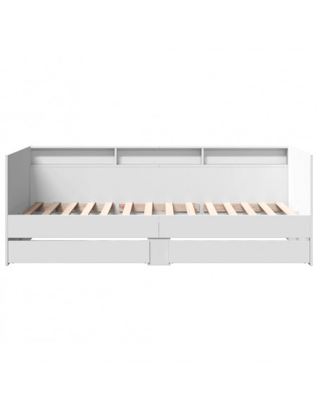 Divano Letto con Cassetti Bianco 100x200cm in Legno Multistrato