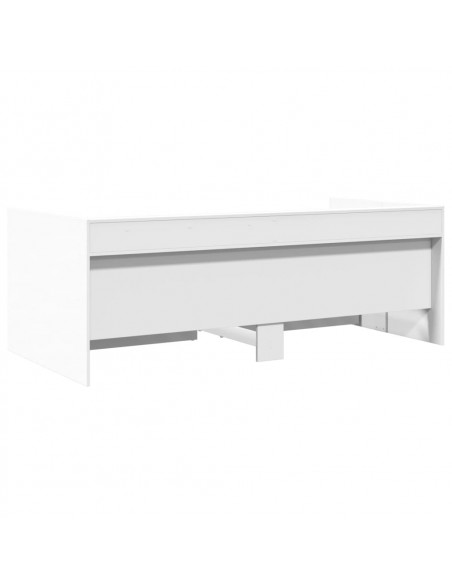 Divano Letto con Cassetti Bianco 100x200cm in Legno Multistrato