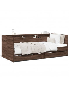 Divano Letto con Cassetti Rovere Marrone 100x200 cm Multistrato