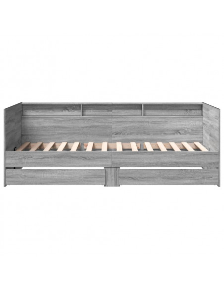 Divano Letto con Cassetti Grigio Sonoma 100x200 cm Multistrato