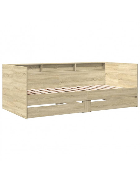 Divano Letto con Cassetti Rovere Sonoma 100x200 cm Multistrato