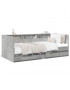 Divano Letto con Cassetti Grigio Cemento 90x190 cm Multistrato