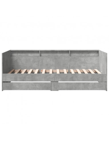 Divano Letto con Cassetti Grigio Cemento 90x190 cm Multistrato