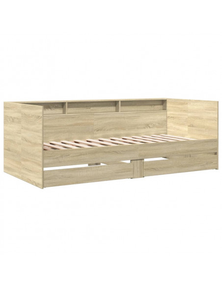 Divano Letto con Cassetti Rovere Sonoma 90x190 cm Multistrato