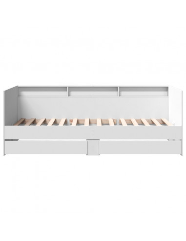 Divano Letto con Cassetti Bianco 90x190 cm in Legno Multistrato