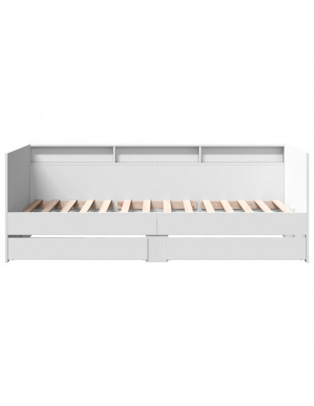 Divano Letto con Cassetti Bianco 90x190 cm in Legno Multistrato