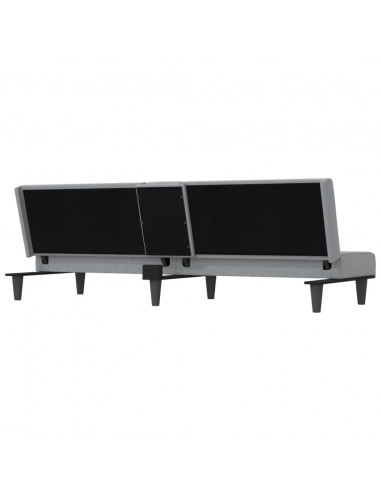 Divano Letto con Portabicchieri in Tessuto Grigio Chiaro