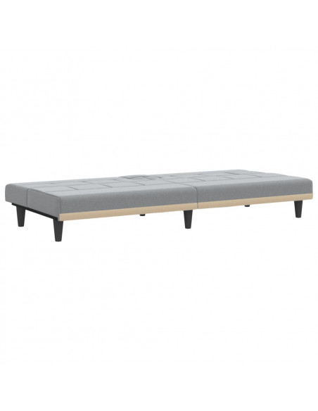 Divano Letto con Portabicchieri in Tessuto Grigio Chiaro