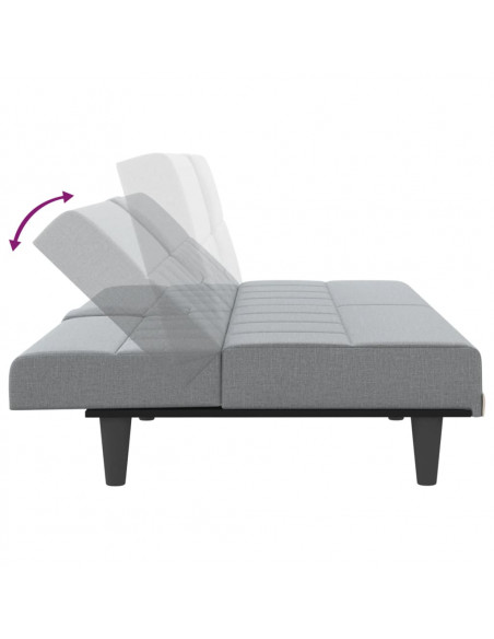 Divano Letto con Portabicchieri in Tessuto Grigio Chiaro