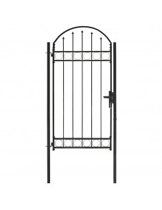 Cancello per Recinzione ad Arco in Acciaio 100x250 cm Nero