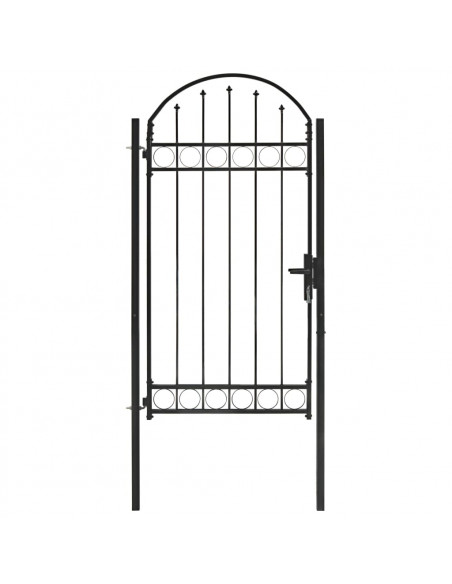 Cancello per Recinzione ad Arco in Acciaio 100x250 cm Nero