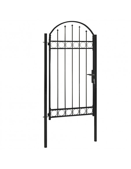 Cancello per Recinzione ad Arco in Acciaio 100x250 cm Nero