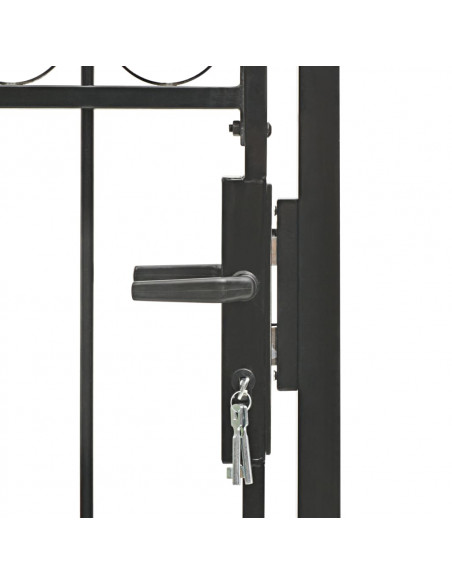 Cancello per Recinzione ad Arco in Acciaio 100x250 cm Nero