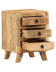 Comodini 2pz 37x32x50 cm in Legno Massello di Mango Grezzo