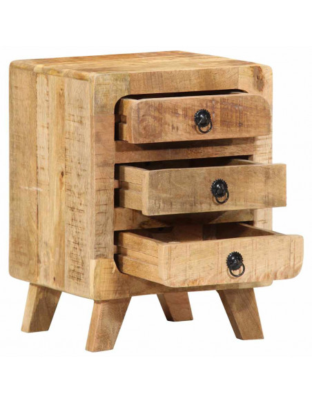 Comodini 2pz 37x32x50 cm in Legno Massello di Mango Grezzo