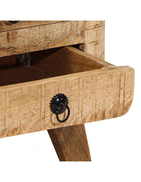 Comodini 2pz 37x32x50 cm in Legno Massello di Mango Grezzo