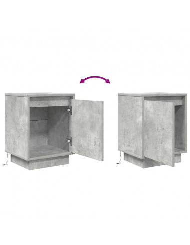 Comodini con Luci a LED 2 pz Grigio Cemento 38x34x50 cm