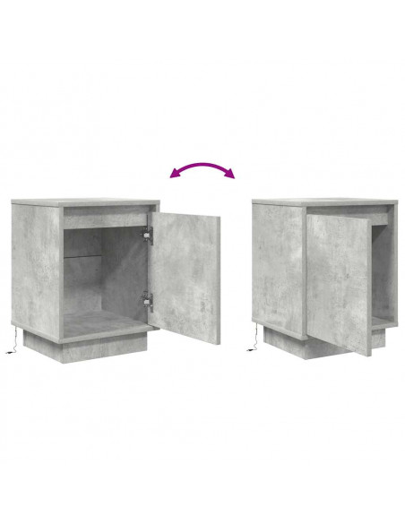 Comodini con Luci a LED 2 pz Grigio Cemento 38x34x50 cm