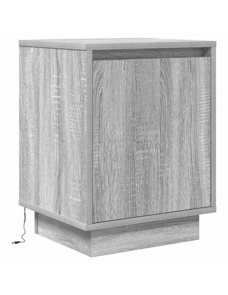 Comodini con Luci a LED 2 pz Grigio Sonoma 38x34x50 cm