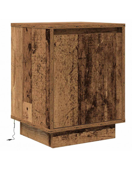 Comodini con Luci a LED 2 pz Legno Antico 38x34x50 cm