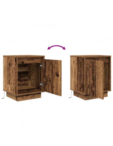 Comodini con Luci a LED 2 pz Legno Antico 38x34x50 cm