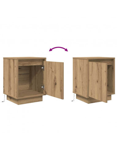 Comodini con Luci a LED 2 pz Rovere Artigianale 38x34x50 cm