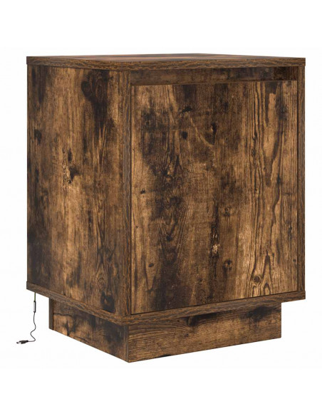 Comodini con Luci a LED 2 pz Rovere Fumo 38x34x50 cm