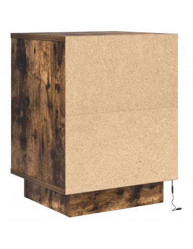 Comodini con Luci a LED 2 pz Rovere Fumo 38x34x50 cm