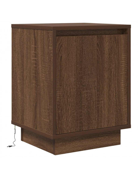 Comodini con Luci a LED 2 pz Rovere Marrone 38x34x50 cm