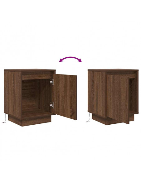 Comodini con Luci a LED 2 pz Rovere Marrone 38x34x50 cm