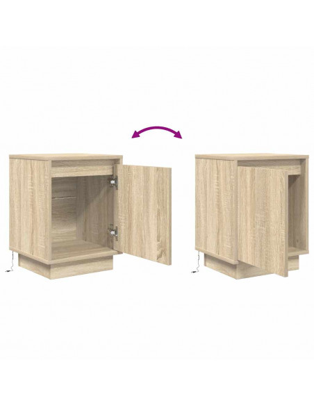 Comodini con Luci a LED 2 pz Rovere Sonoma 38x34x50 cm