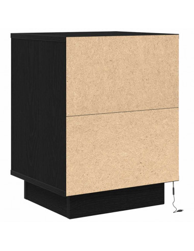Comodini con Luci LED 2 pz Nero 38x34x50 cm