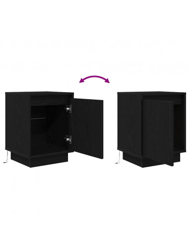 Comodini con Luci LED 2 pz Nero 38x34x50 cm