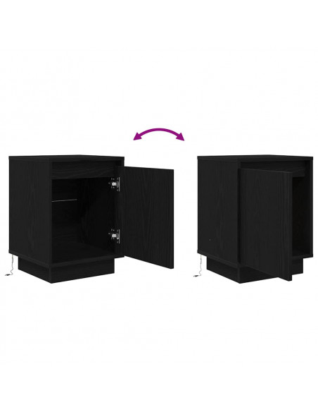 Comodini con Luci LED 2 pz Nero 38x34x50 cm