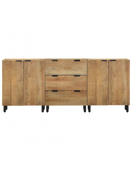 Credenze 3 pz Marrone 60x33x75 cm in Legno Massello di Mango