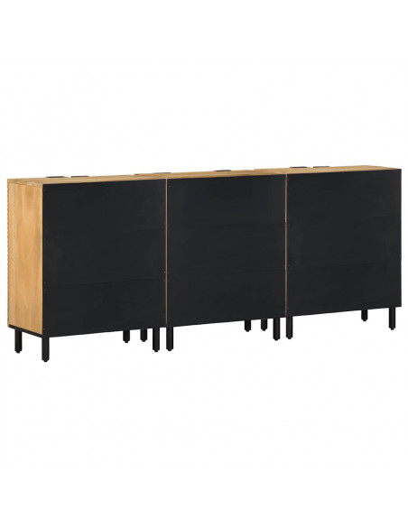 Credenze 3 pz Marrone 60x33x75 cm in Legno Massello di Mango
