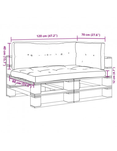 Cuscini per Pallet 3 pz Antracite in Tessuto