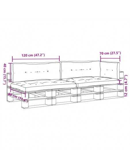 Cuscini per Pallet 5 pz Crema in Tessuto