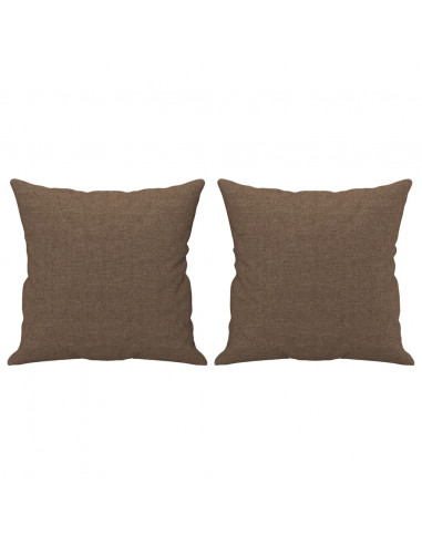 Divano a 2 Posti con Cuscini Marrone 140 cm in Tessuto