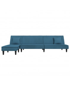 Divano Letto a L Blu 255x140x70 cm in Velluto 2