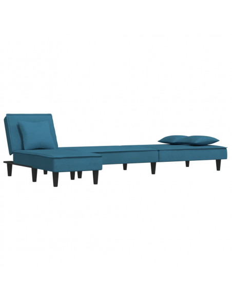 Divano Letto a L Blu 255x140x70 cm in Velluto