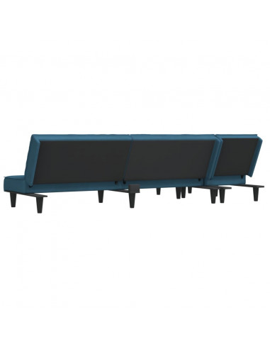 Divano Letto a L Blu 255x140x70 cm in Velluto