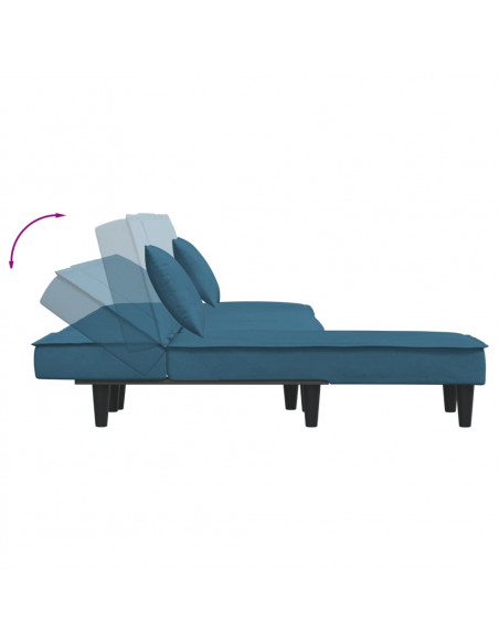Divano Letto a L Blu 255x140x70 cm in Velluto