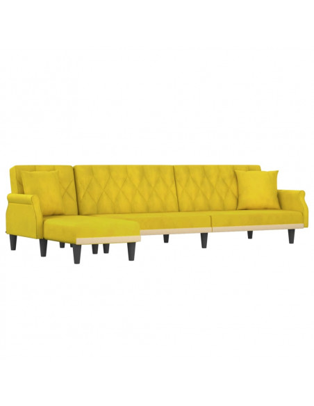 Divano Letto a L Giallo 271x140x70 cm in Velluto